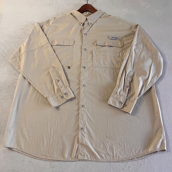 Columbia Men's PFG Sportswear Khaki Button Down Shirt Fishing Lightweight Sz 2XL - Picture 8 of 11